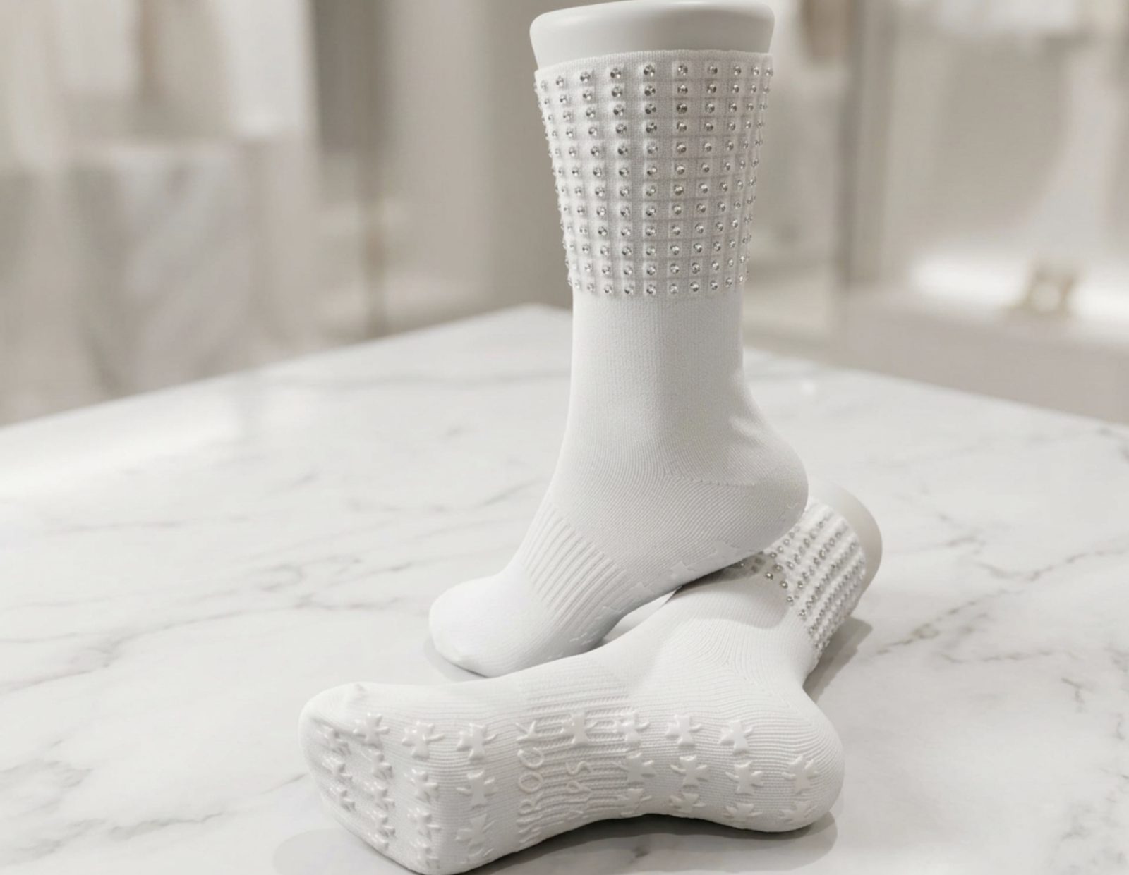 Shamrock SUPREME — full-leg crystal Irish dance grip socks, made to order